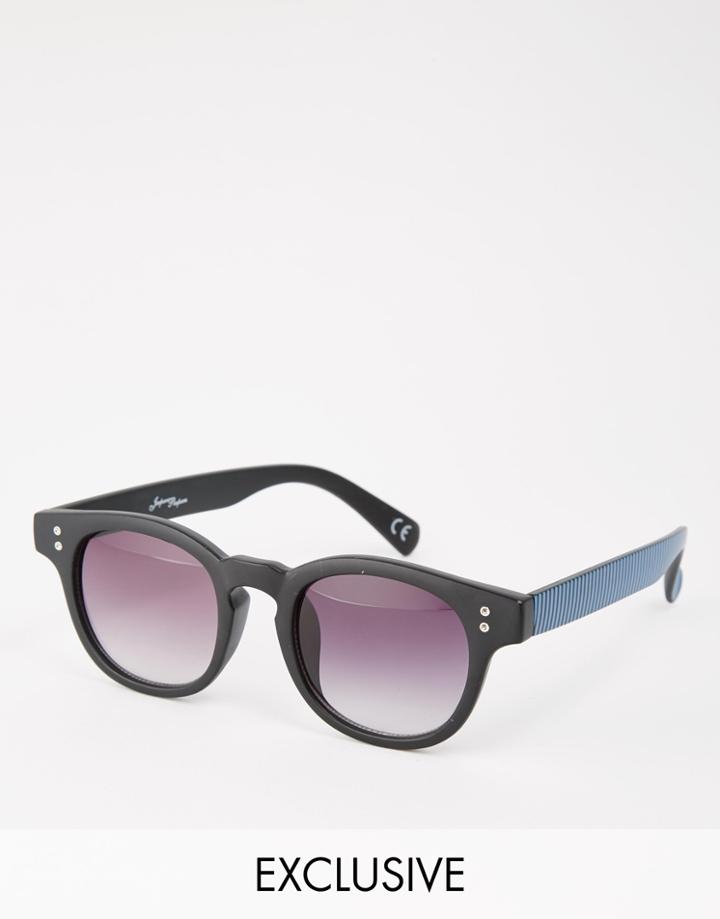 Jeepers Peepers Round Sunglasses With Contrast Stripe Arms Exclusive To Asos - Black