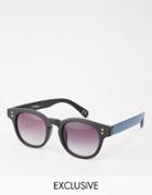 Jeepers Peepers Round Sunglasses With Contrast Stripe Arms Exclusive To Asos - Black