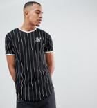 Siksilk Tall Muscle T-shirt In Black With Stripes Exclusive To Asos - Black