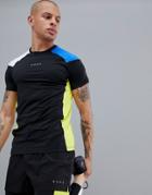 Asos 4505 Training Muscle T-shirt With Color Block Cut & Sew - Black