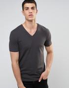 Celio V-neck T-shirt In Slim Fit - Gray