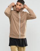 Asos Zip Up Hoodie In Beige - Sand Dune