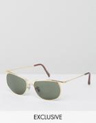 Reclaimed Vintage Square Sunglasses In Gold - Gold