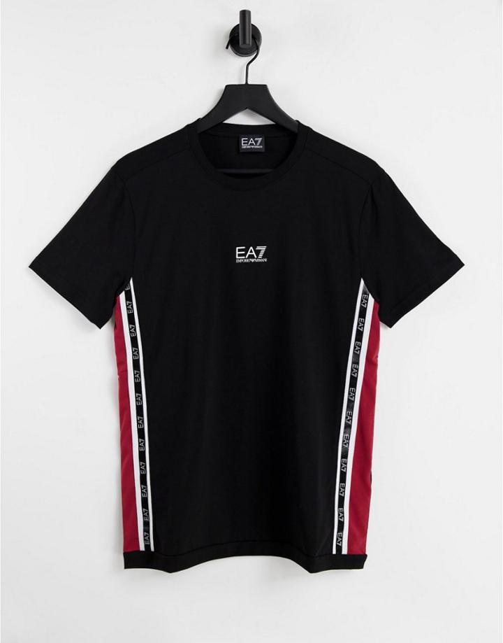 Armani Ea7 Train Chest Logo Taped T-shirt In Black