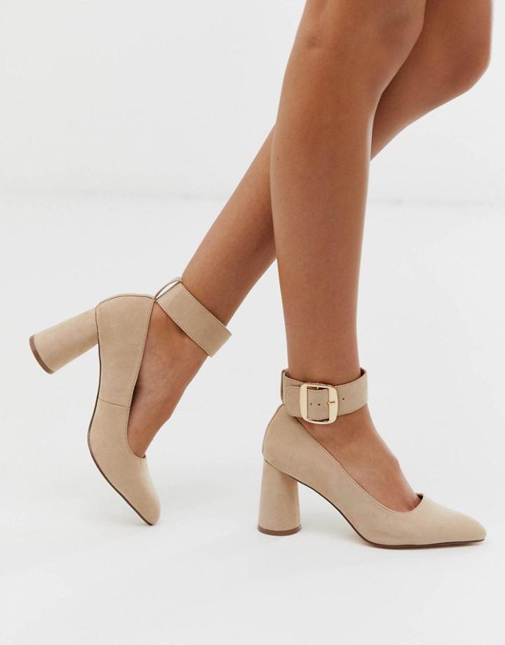London Rebel Circular Heeled Shoes In Beige
