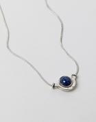 Asos Design Stone Pendant And Snake Chain Necklace - Silver