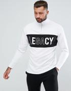 New Look Half Zip Sweater With Legacy Slogan In White - White