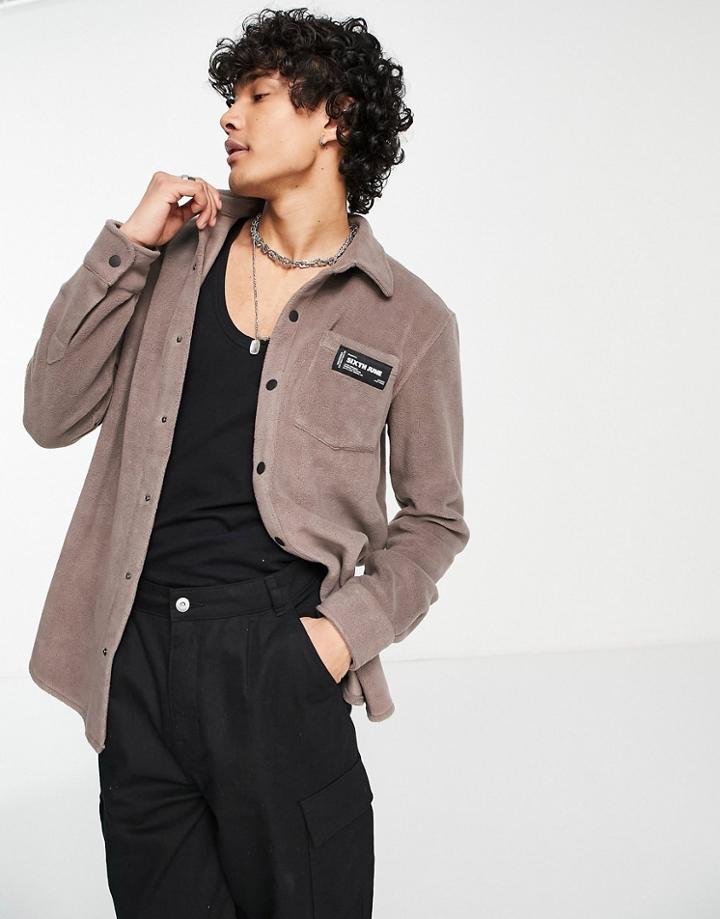Sixth June Fleece Overshirt In Beige-neutral