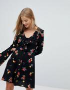 Nobody's Child Tea Dress In Floral - Black