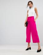 Asos Wide Leg Pants With Paperbag Waist - Pink