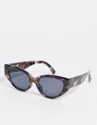 Asos Design Recycled Frame Cat Eye Sunglasses In Gray Tort-grey