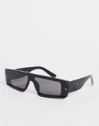 Aj Morgan Slash Rectangle Sunglasses In Black