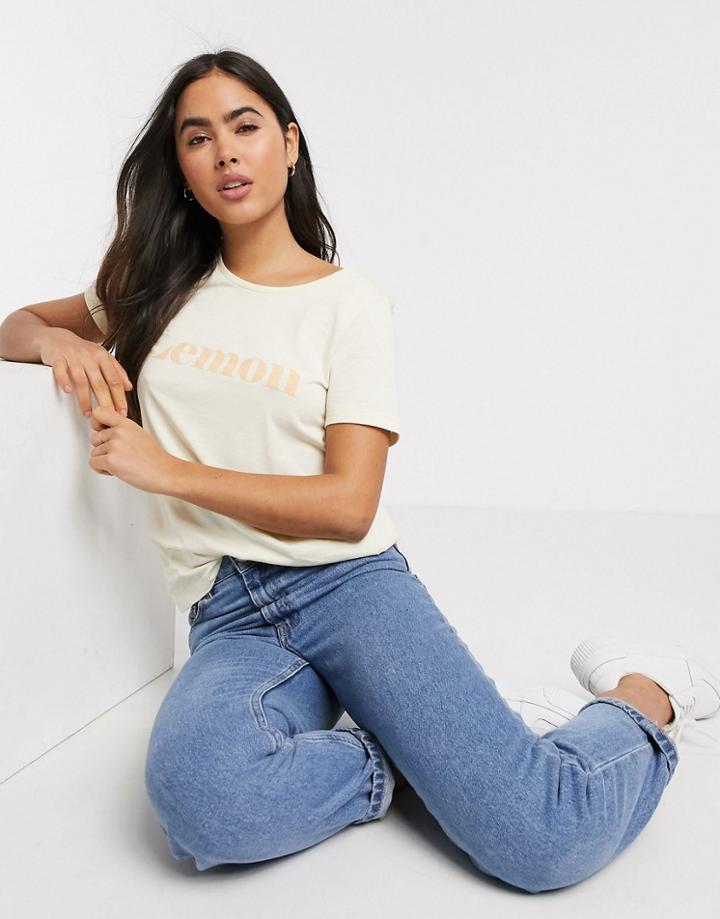 B.young Lemon Slogan T-shirt-white