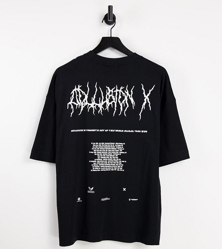 Collusion Unisex Oversized T-shirt With Print In Black-brown