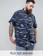 Duke Plus Shirt With Hawaiian Print In Navy - Navy