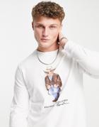 Polo Ralph Lauren Cowboy Bear Print Long Sleeve Top In White