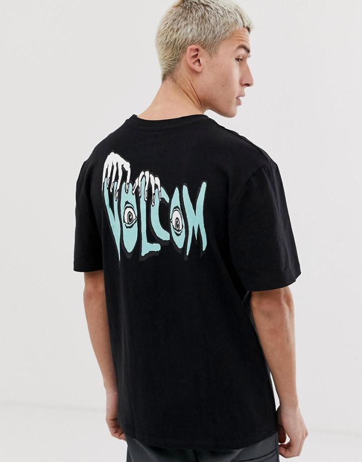 Volcom Panic T-shirt With Back Print In Black - Black