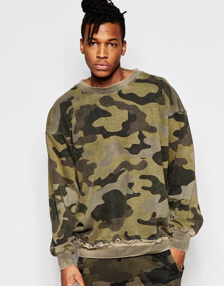 Other Camo Sweatshirt With Drop Shoulders - Green