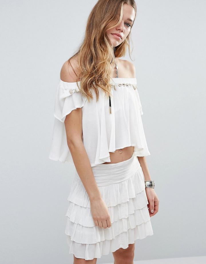 Raga The Laguna Bardot Crop Top - White