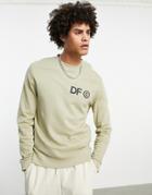 Asos Dark Future Sweatshirt With Chest Print Logo In Sand-neutral