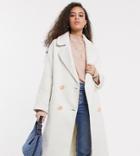 Asos Design Petite Brushed Statement Button Coat With Hero Buttons In Cream