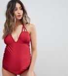 Wolf & Whistle Maternity Strappy Swimsuit Dd-g Cup - Red