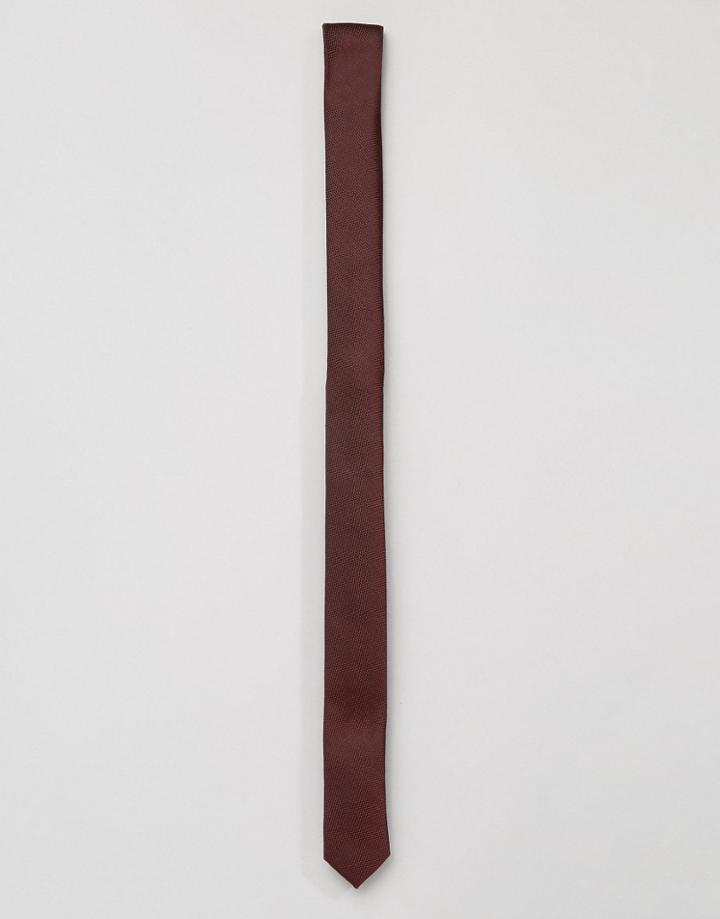 Asos Skinny Tie In Burgundy - Red
