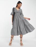 Influence Cotton Poplin Wrap Dress In Gingham-multi