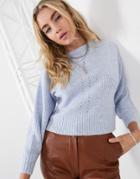 Topshop Ribbed Sweater In Blue Marl