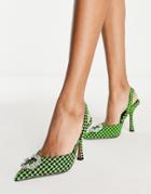 Asos Design Poppy Embellished Slingback High Heeled Shoes In Multi