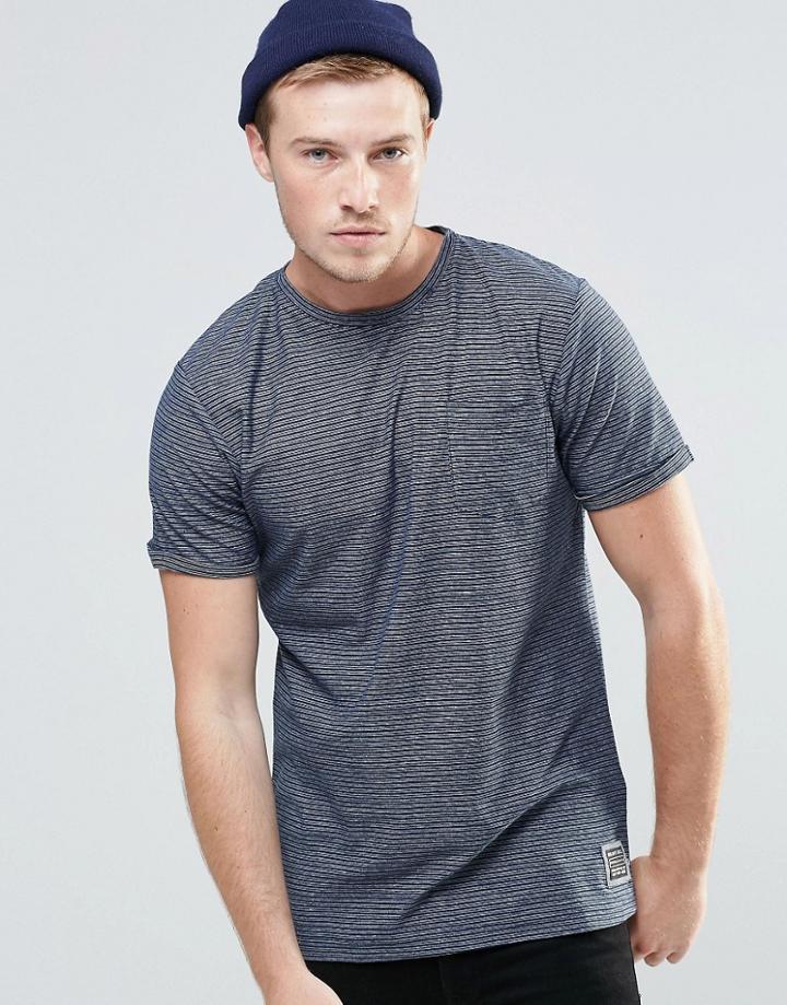 Brave Soul Fine Stripe T-shirt - Navy