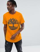 Timberland Oversized Raglan T-shirt Reflective Tree Logo Print In Orange - Orange