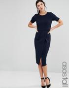Asos Tall Double Layer Textured Wiggle Dress - Navy