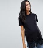 New Look Maternity Lace Trim T-shirt - Black