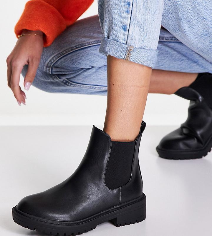 Raid Wide Fit Radar Chunky Chelsea Boots In Black