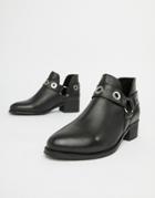 Park Lane Wide Leather Ankle Boots - Black