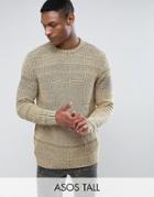 Asos Tall Relaxed Fit Sweater In Black & Yellow Twist - Yellow