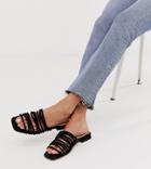 Miss Selfridge Multi Strap Flat Sandals In Black - Black