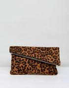 Asos Leopard Foldover Clutch Bag - Multi