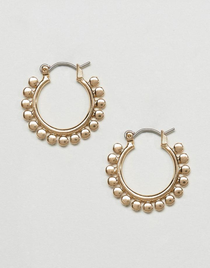 Asos Disc Embellished Hoop Earrings - Gold