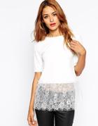 Asos Top With Lace Panel - Cream