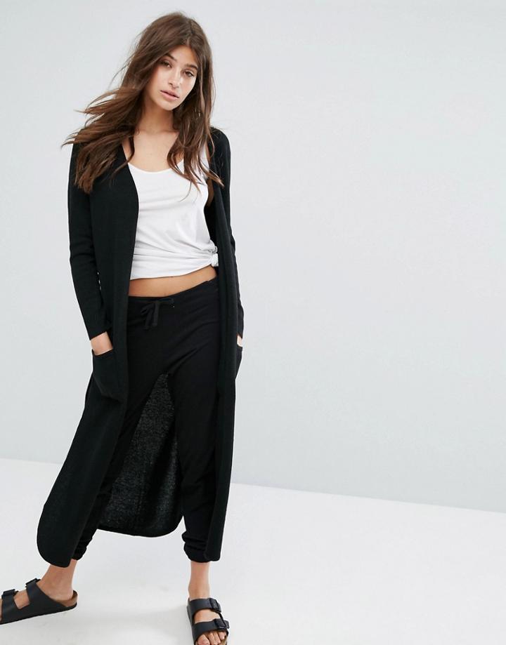 Micha Lounge Side Split Maxi Cardigan - Black
