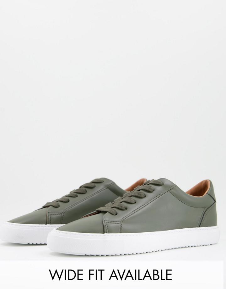 Asos Design Sneakers In Khaki-green