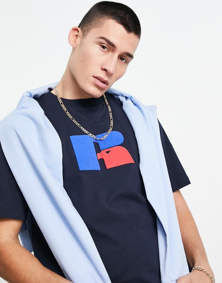 Russell Athletic T-shirt In Navy-purple