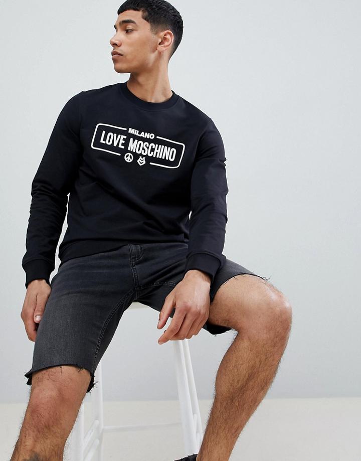 Love Moschino Sweat With Chest Logo In Black - Black