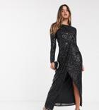 Tfnc Sequin Maxi Wrap Dress In Black