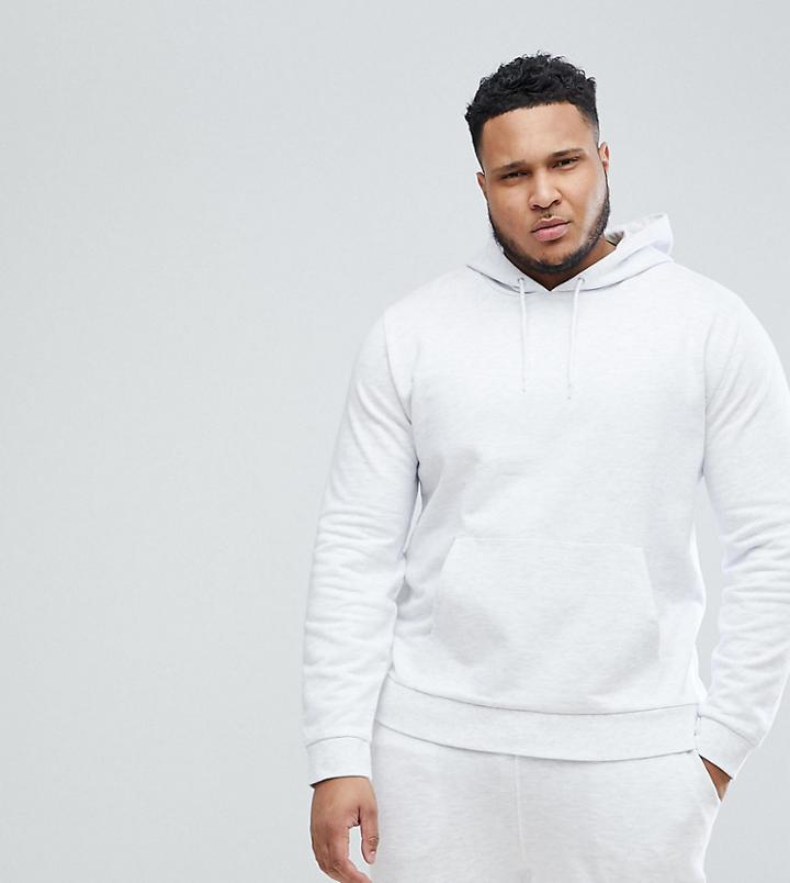 Asos Plus Tracksuit Hoodie / Skinny Jogger In White Marl - White