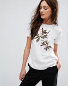 Y.a.s Floral Embroidered Jersey T-shirt - White