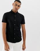 Emporio Armani Slim Fit Short Sleeve Shirt In Black - Black