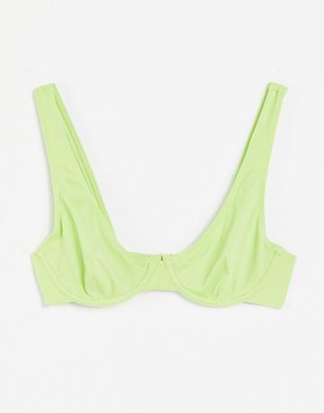 Monki Minelli Underwire Bikini Top In Green